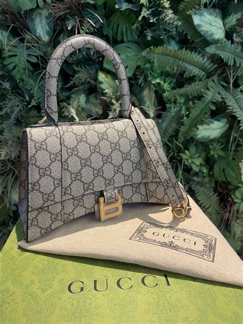 hourglass bag gucci balenciaga|Gucci and Balenciaga collab bag.